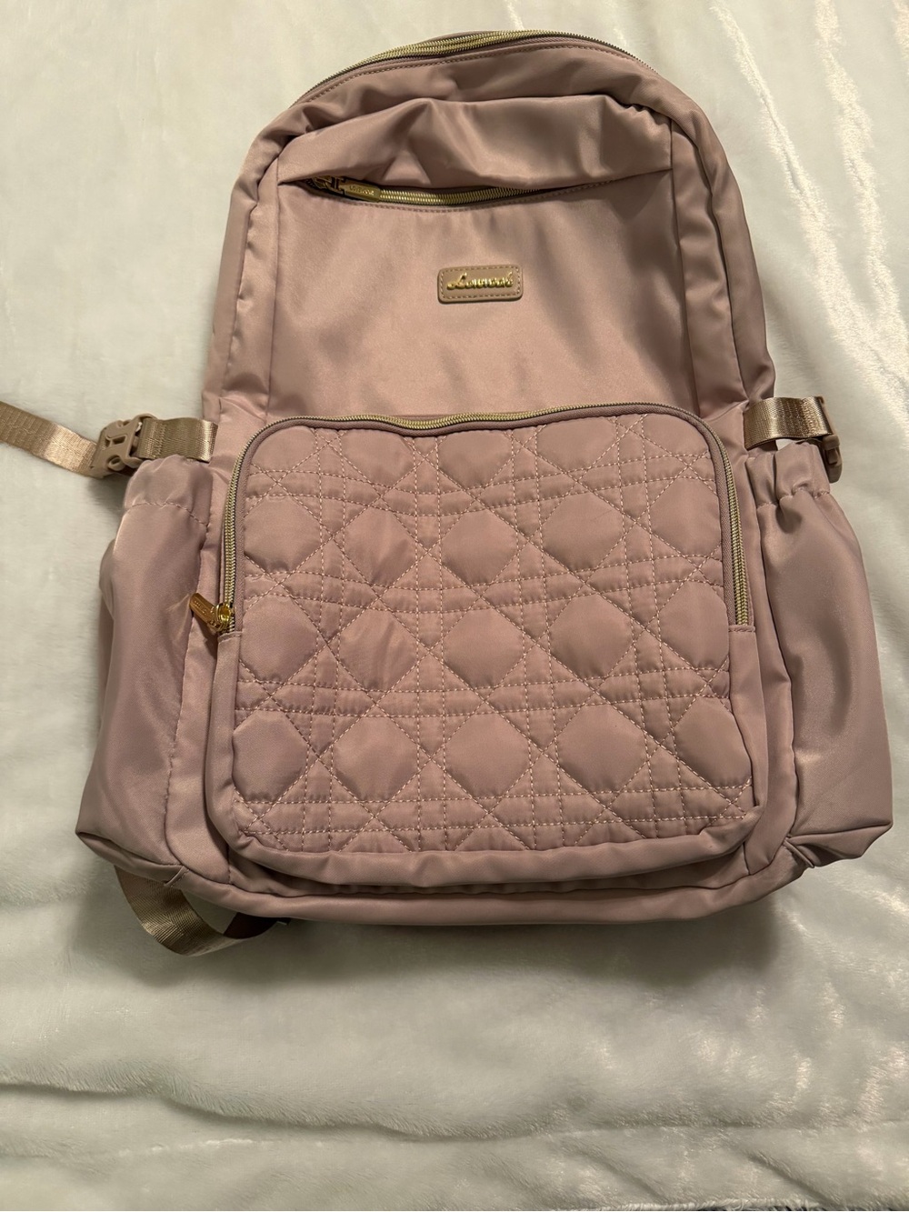 Loucci Beige Quilted Front Backpack for Women - Picture 2 of 16